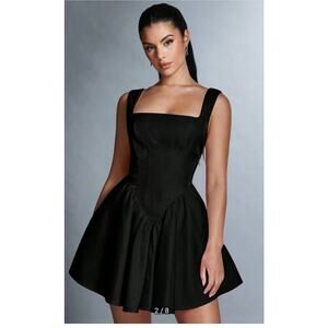 Shein Sxy Bae black Backless dress with bow and Flare sz Lg dark feminine Matrix